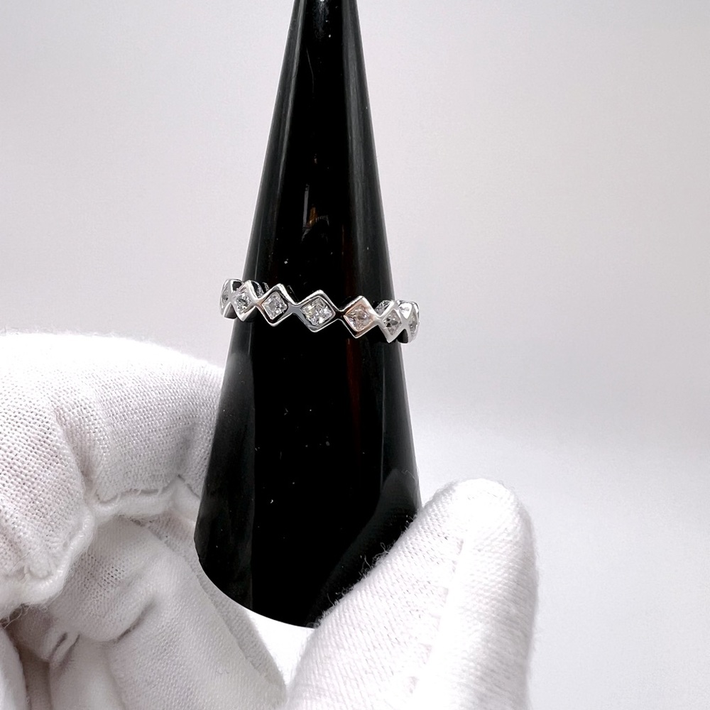 .925 Sterling Silver Rhodium Plated 4mm Cz Eternity Band - Picture 4 of 12